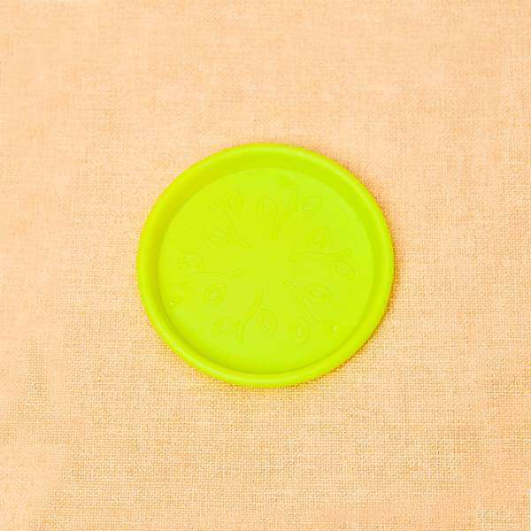 3.7 inch (9 cm) Round Plastic Plate for 4 inch (10 cm) Grower Pots (Lime Yellow) (set of 6)