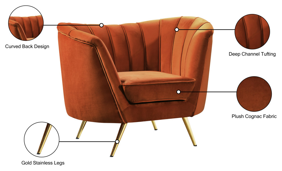 Margo Velvet Upholstered Set   Midcentury   Armchairs And Accent Chairs   by Meridian Furniture  Houzz