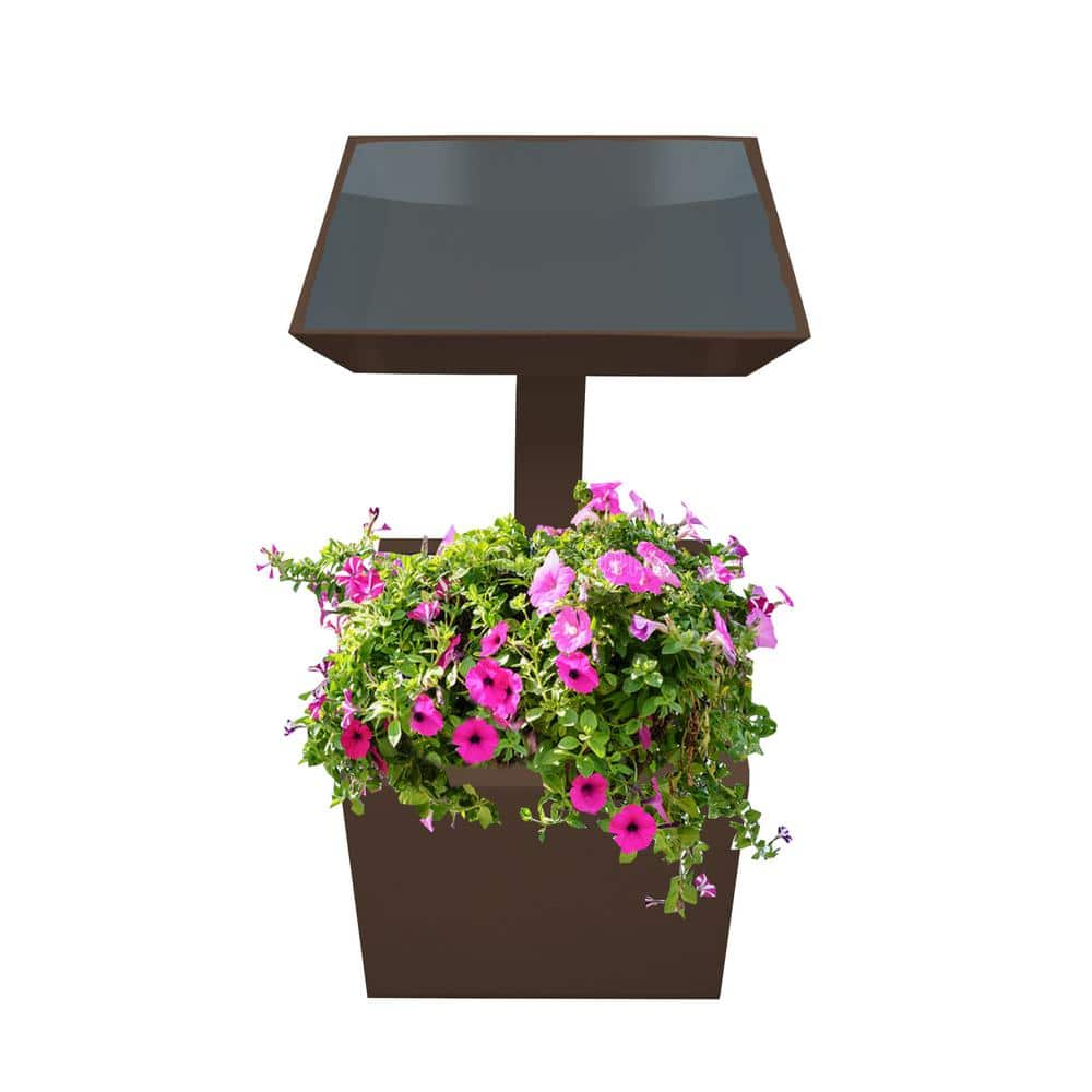 Oakland Living Modern 35 in. Brown Square Cast Aluminum Metal Bird Bath and Planter Vase Combo ZARA-BB-PT-BROWN