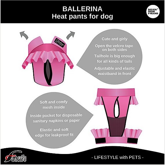 FinNero Ballerina Washable Female Heat Dog Diaper