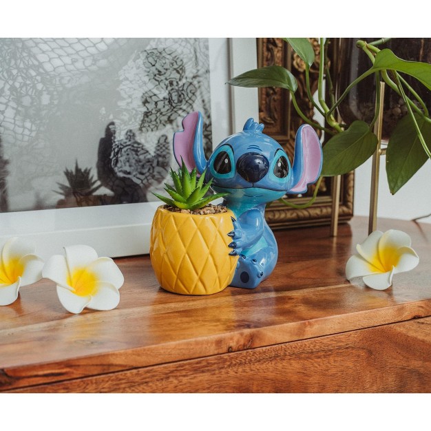 Silver Buffalo Disney Lilo amp Stitch Pineapple 6 inch Planter With Artificial Succulent