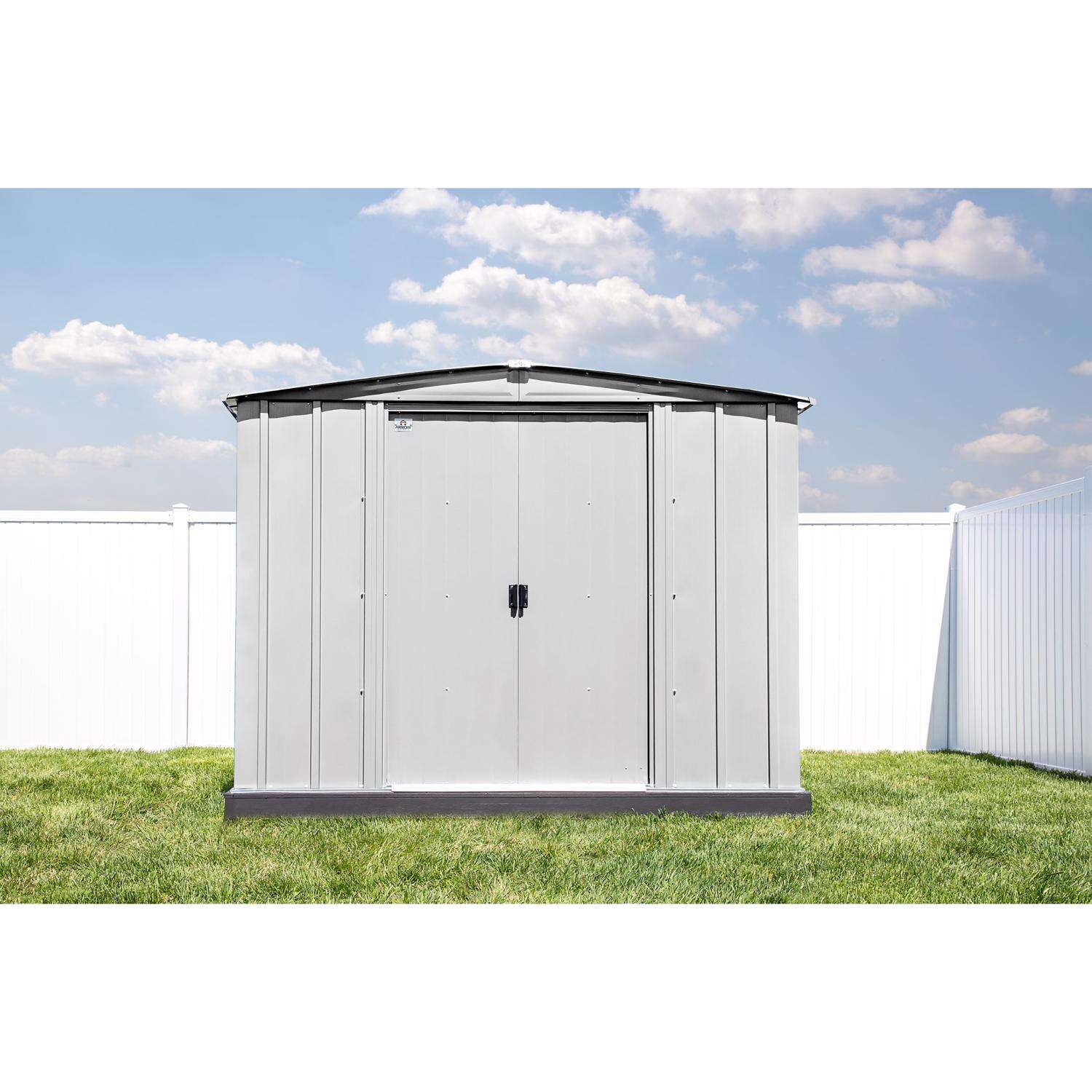 Arrow Classic 8 ft. x 6 ft. Metal Vertical Peak Storage Shed without Floor Kit