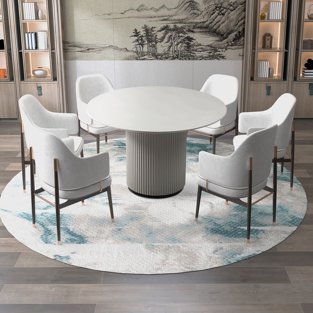 Round Dining Table  MDF handcraft Pedestal Dining Room Table