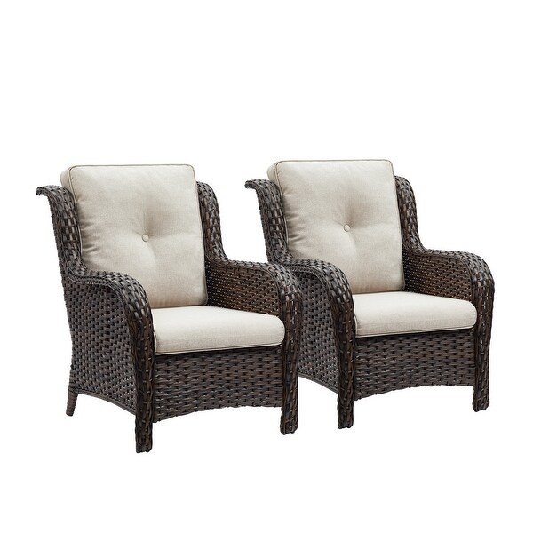 Outdoor Patio Rattan Chairs with Cushions Set of 2