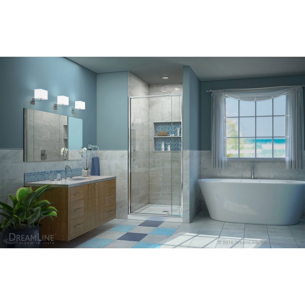 DreamLine Flex 36 in. D x 36 in. W x 74 3/4 in. H Pivot Shower Door and Shower Base Kit   36\