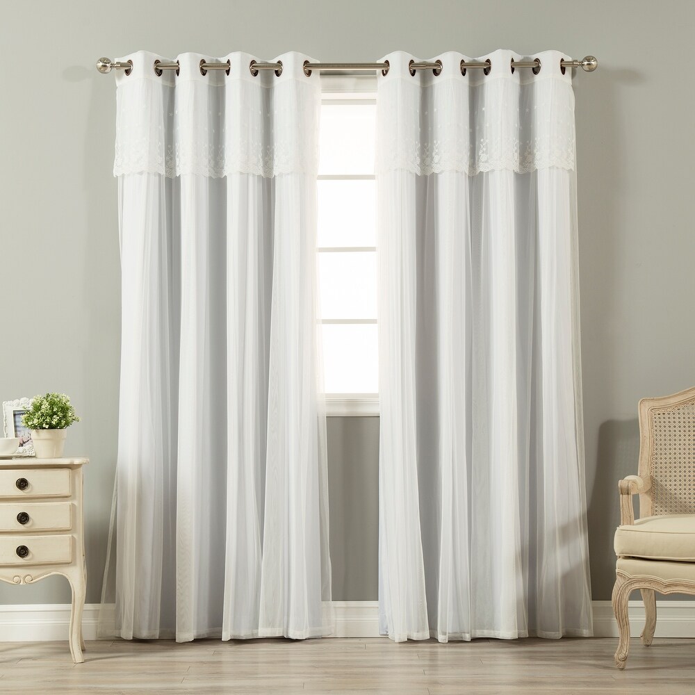 Aurora Home Tulle Sheer with Attached Valance   Blackout Mix   Match