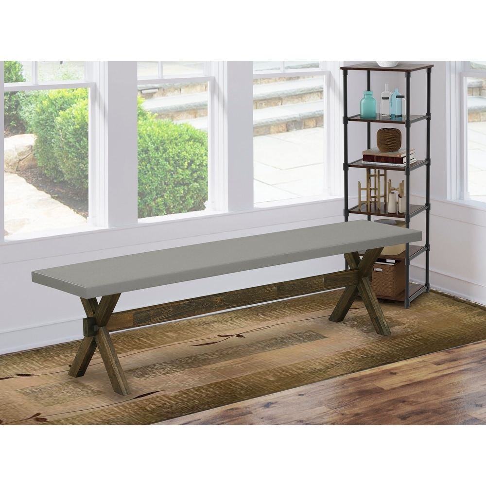 East West Furniture X Style Modern Dining Bench with Wooden Seat(Finish Options)