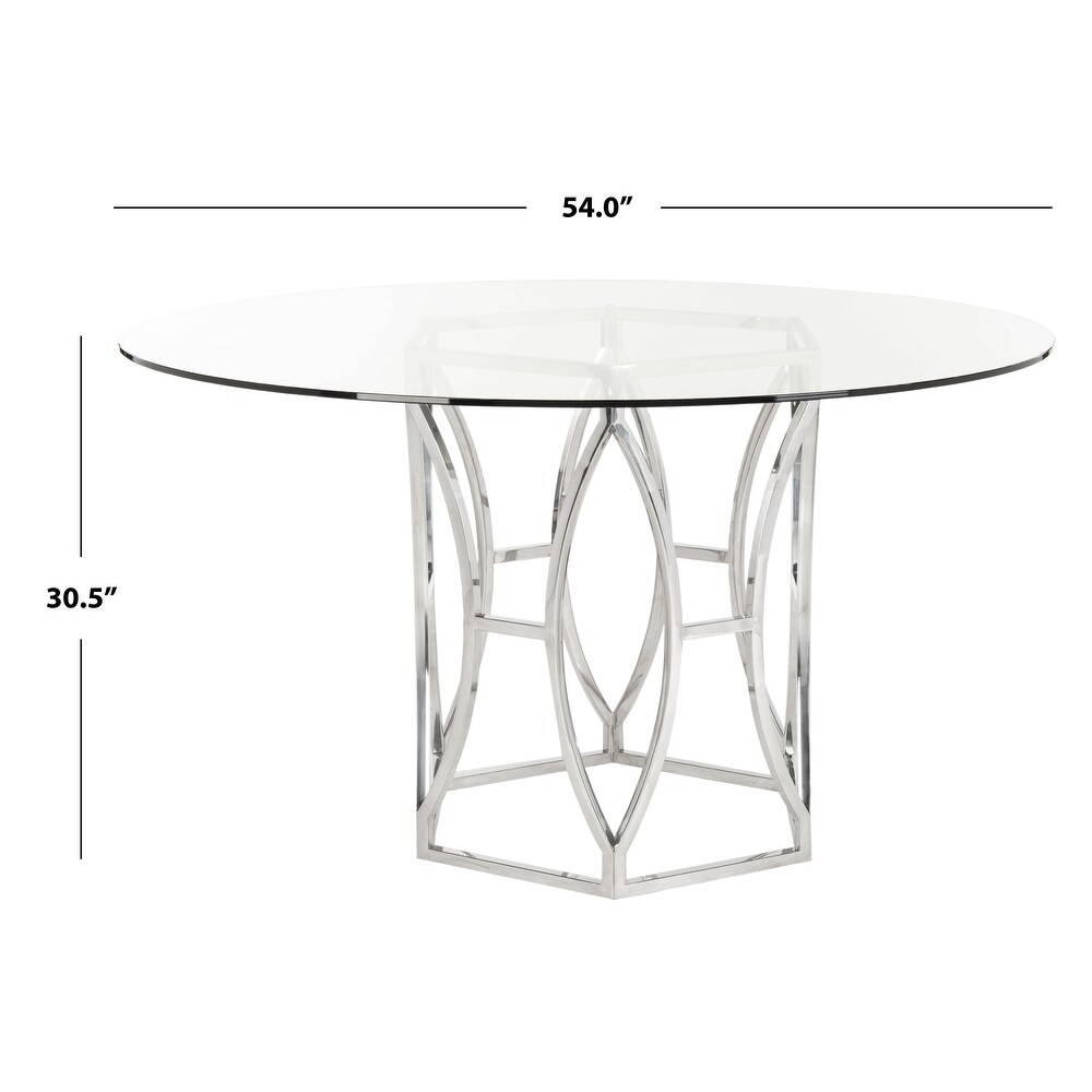 SAFAVIEH Couture Shaw 42 inch Glass Top Dining Table   42\