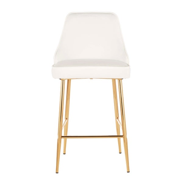 LumiSource Marcel Glam Velvet Gold Metal Counter Stools (Set of 2)