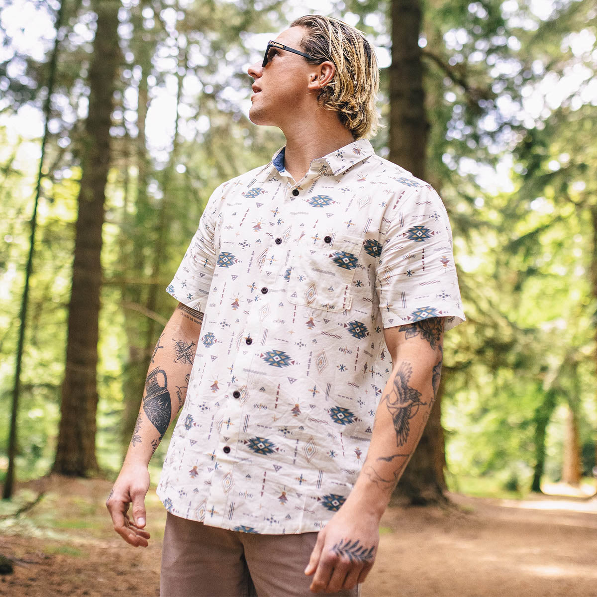 Chill Organic Cotton Short Sleeve Shirt - Egret Sierra