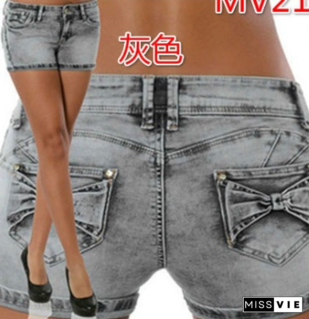 Fashion Women Denim Shorts Skinny Jeans Shorts Summer Slim Pants Plus Size S-5XL