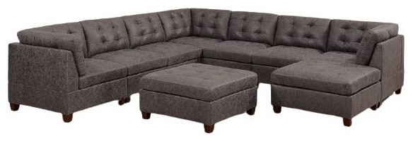 Lazio 9 Piece Leatherette L Shape Modular Sectional Sofa Set  Dark Brown   Transitional   Sectional Sofas   by Hollywood Decor  Houzz