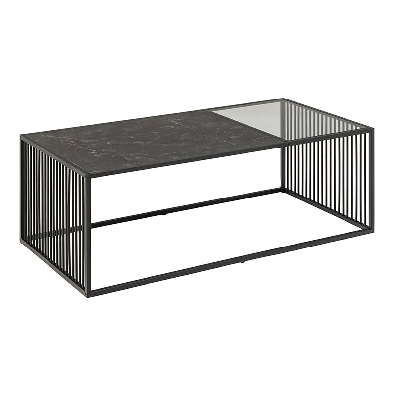 STRINGTON Rectangular Coffee Table 120cm - Black Marble Effect