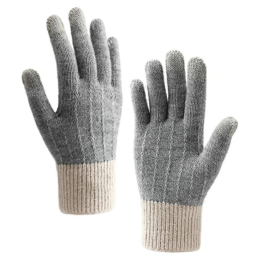 Winter Gloves Compatible With Women， Warm Knit Touch Screen Texting Anti-slip Thermal Gloves With Wool Lining