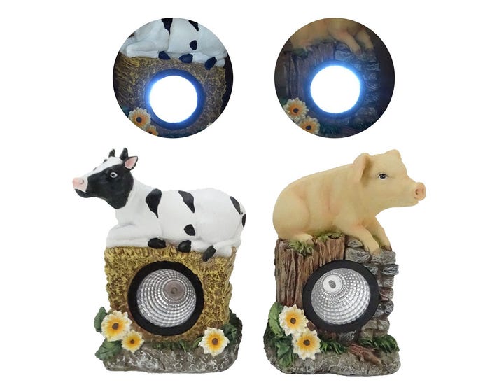 Alpine Assorted Solar Farm Animal Light Décor with Cool White LED - SLL2282ABB