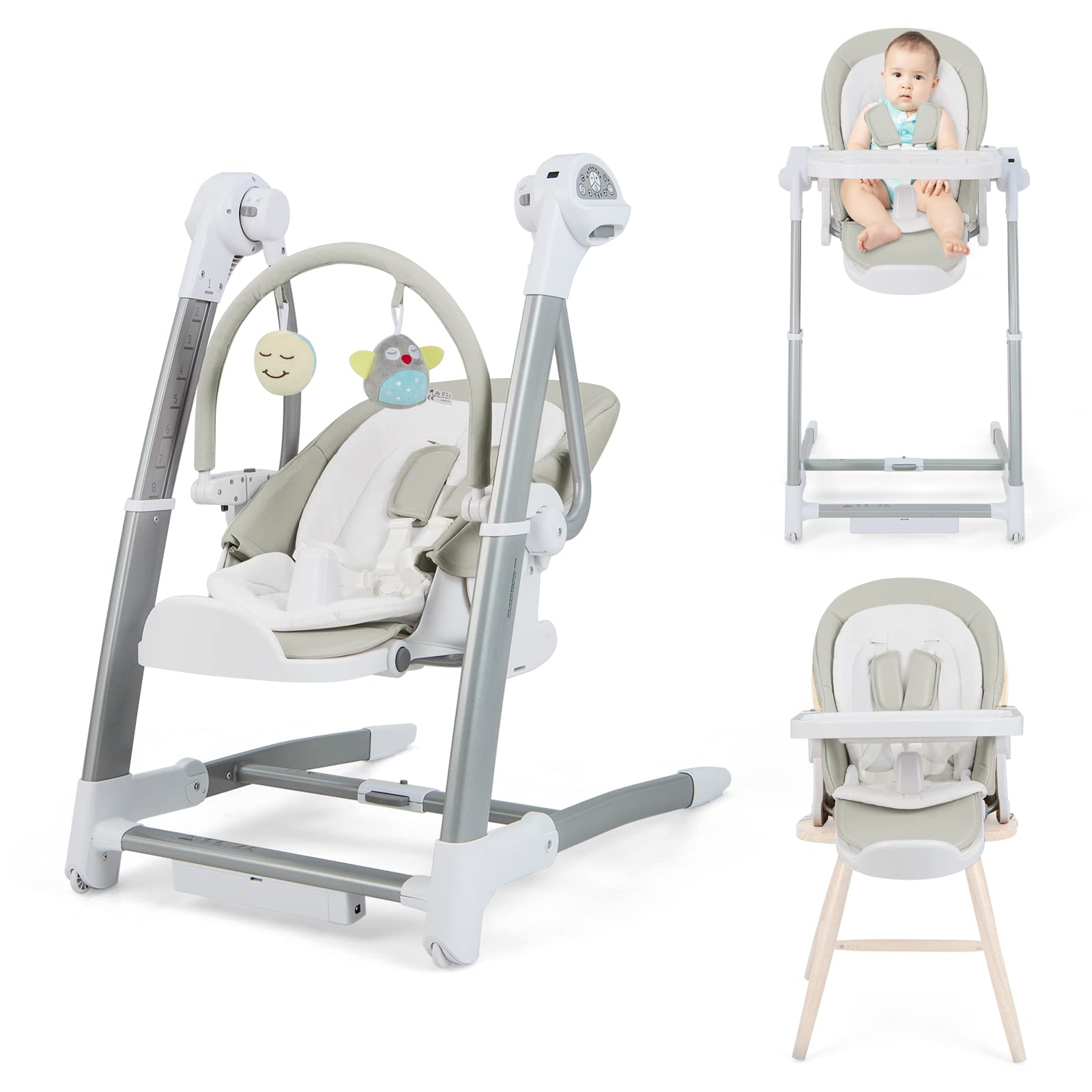 Costzon Baby Swings for Infants, 3 in 1 Foldable High Chair