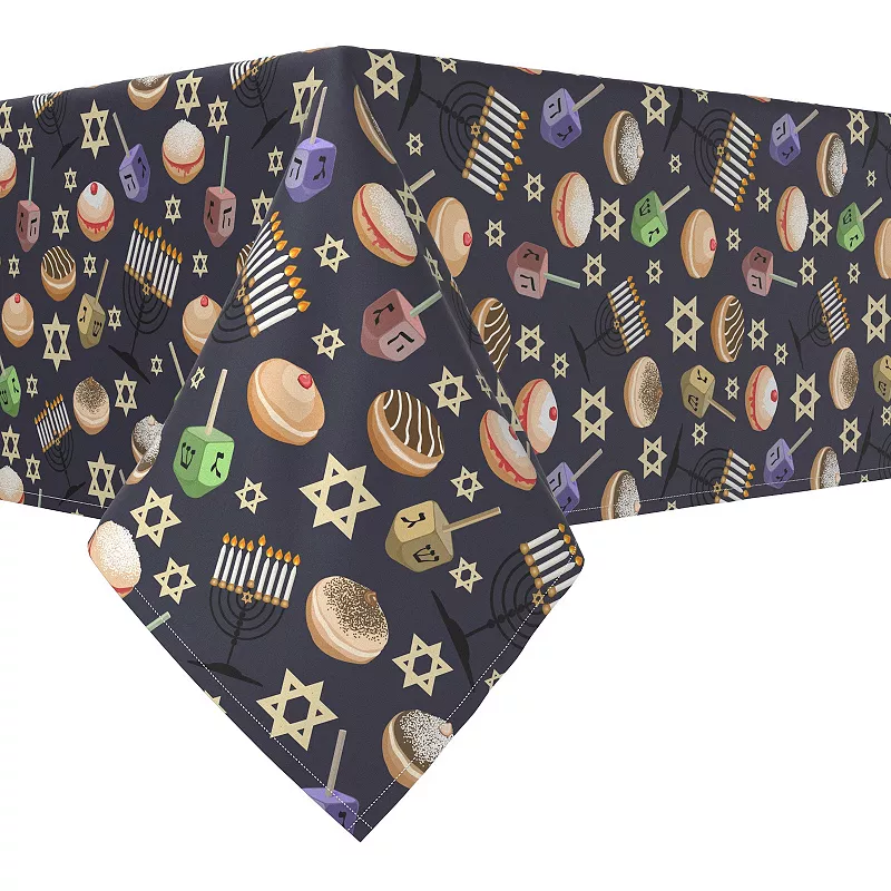 Square Tablecloth， 100% Polyester， 70x70， Dreidel Delightfulness