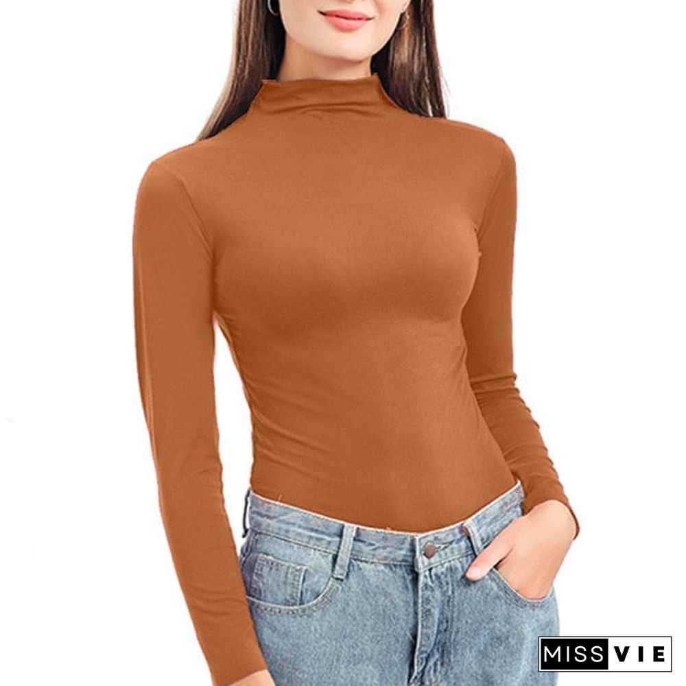 Plus Size Turtleneck Sweater Women Winter Autumn Long Sleeve Elasticity Bottoming Tops Solid Color Slim Fit Warm Knit Pullovers