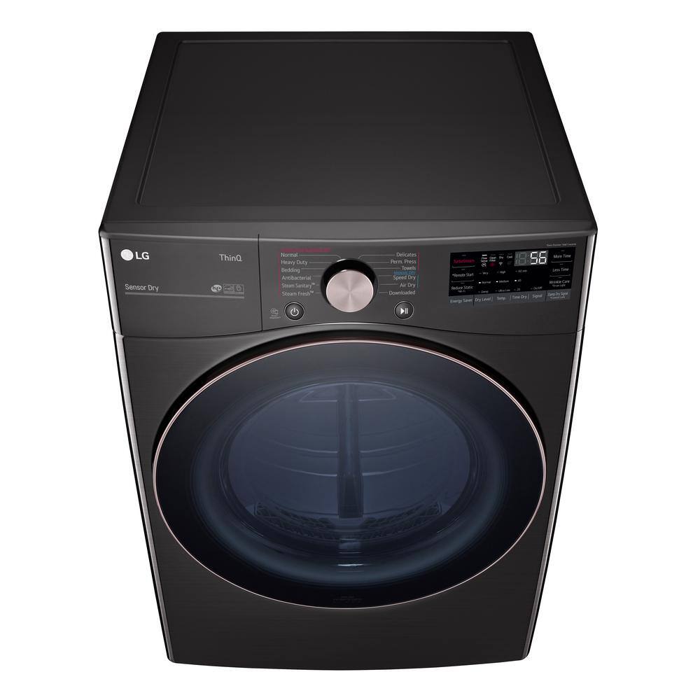 LG 7.4 Cu. Ft. Vented SMART Stackable Gas Dryer in Black Steel with TurboSteam and Sensor Dry Technology DLGX4001B