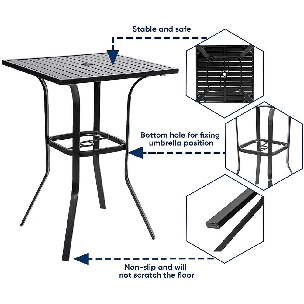 Suncrown Outdoor Bar Height Table Bistro Table with Umbrella Hole