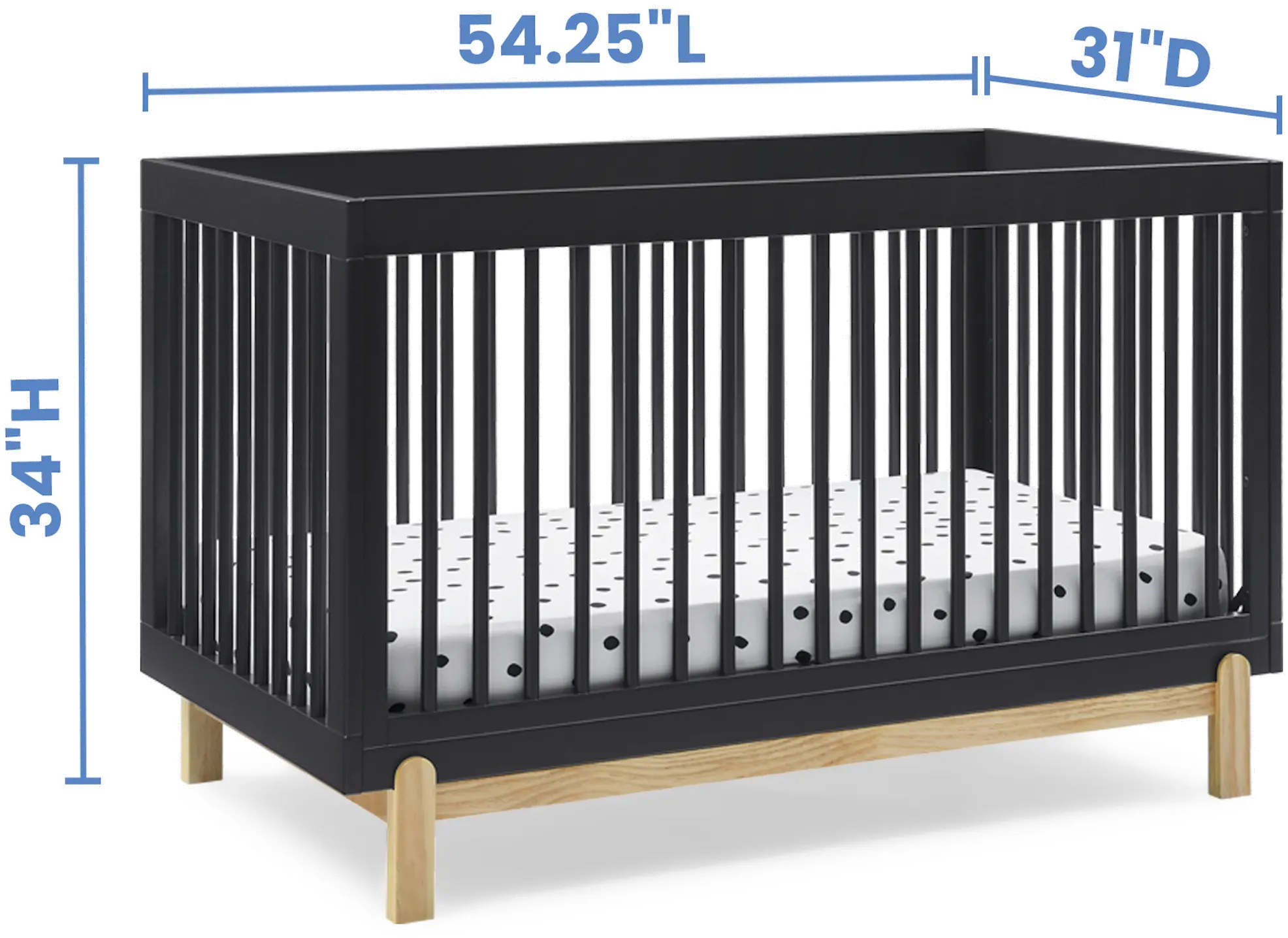 Poppy Dark Gray 4-in-1 Convertible Crib