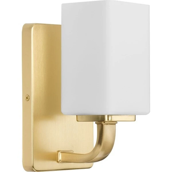 Cowan Collection One-Light Brass Etched Opal Glass Bath Vanity Light - 4.75 in x 5.5 in x 8.5 in