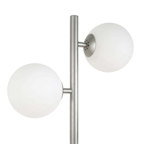 Twee 2-Light Floor Lamp with Glass Shade in Nickel/White Milk