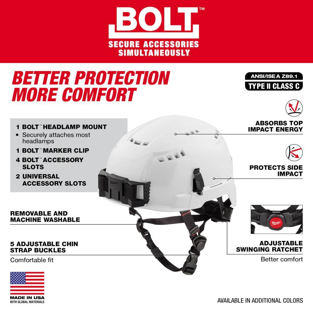 MW BOLT Red Type 2 Class C Vented Safety Helmet 48-73-1308