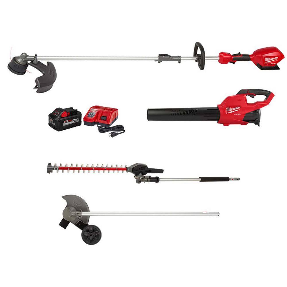 MW M18 FUEL 18-Volt Lithium-Ion Brushless Cordless Electric String TrimmerBlower Combo Kit wEdger Hedge Trimmer (4-Tool) 3000-21-49-16-2718-49-16-2719