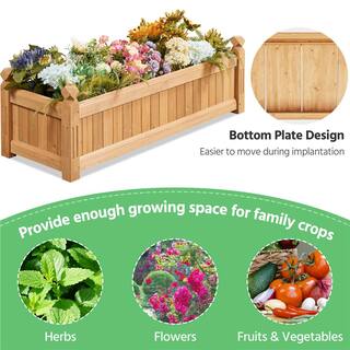 Yaheetech 43.5 in. L x 16 in. W x 14 in. H Wooden Raised Garden Bed Planter Box for PatioYardGreenhouse Light Brown DY13wj0001