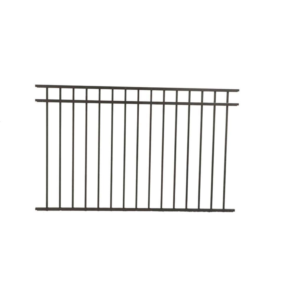 FORTRESS Athens 4 ft. H x 6 ft. W Gloss Black Aluminum Flat Top and Bottom Design Fence Panel 413487144M