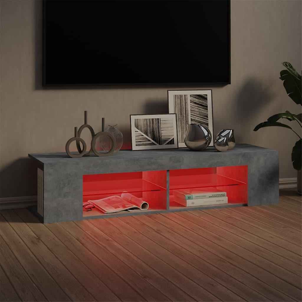 Tv Cabinet With Led Lights Concrete Grey 135x39x30 Cm