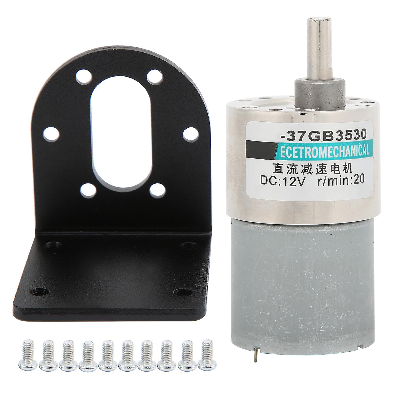 Dc Gear Motor Micro Small Low Speed Large Torsion Permanent Magnet 12v Xd37gb3530 + Bracket20rpm/min