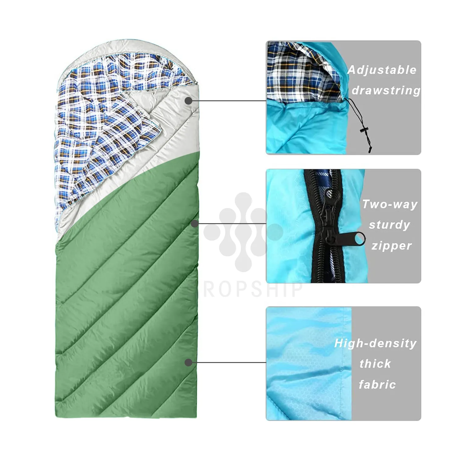 Anti mildew Cool Weather Lightweight Waterproof Adults Sleeping Bag Camping Mutil Color Traveling Outdoors Ripstop Hiking