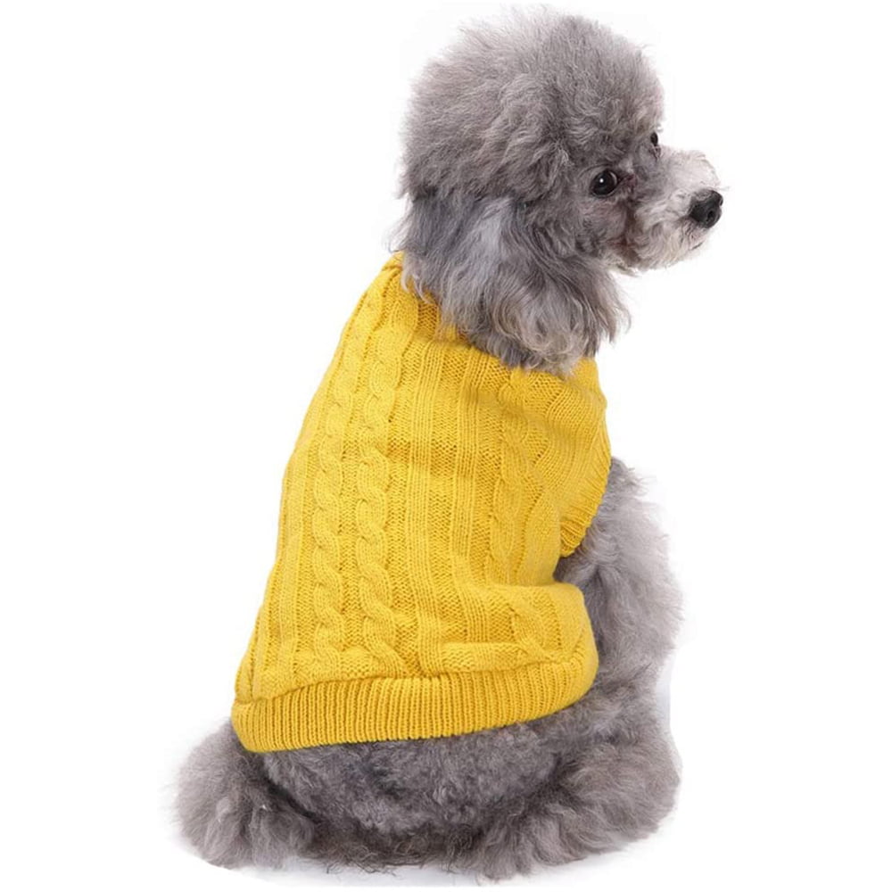 Jecikelon Small Dog Sweaters Knitted Pet Cat Sweater Warm Dog Sweatshirt Dog Winter Clothes Kitten Puppy Sweater (Yellow， Small）