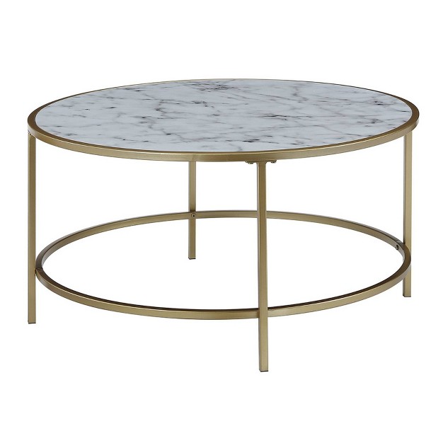 Gold Coast Faux Marble Round Coffee Table Brieghton Home