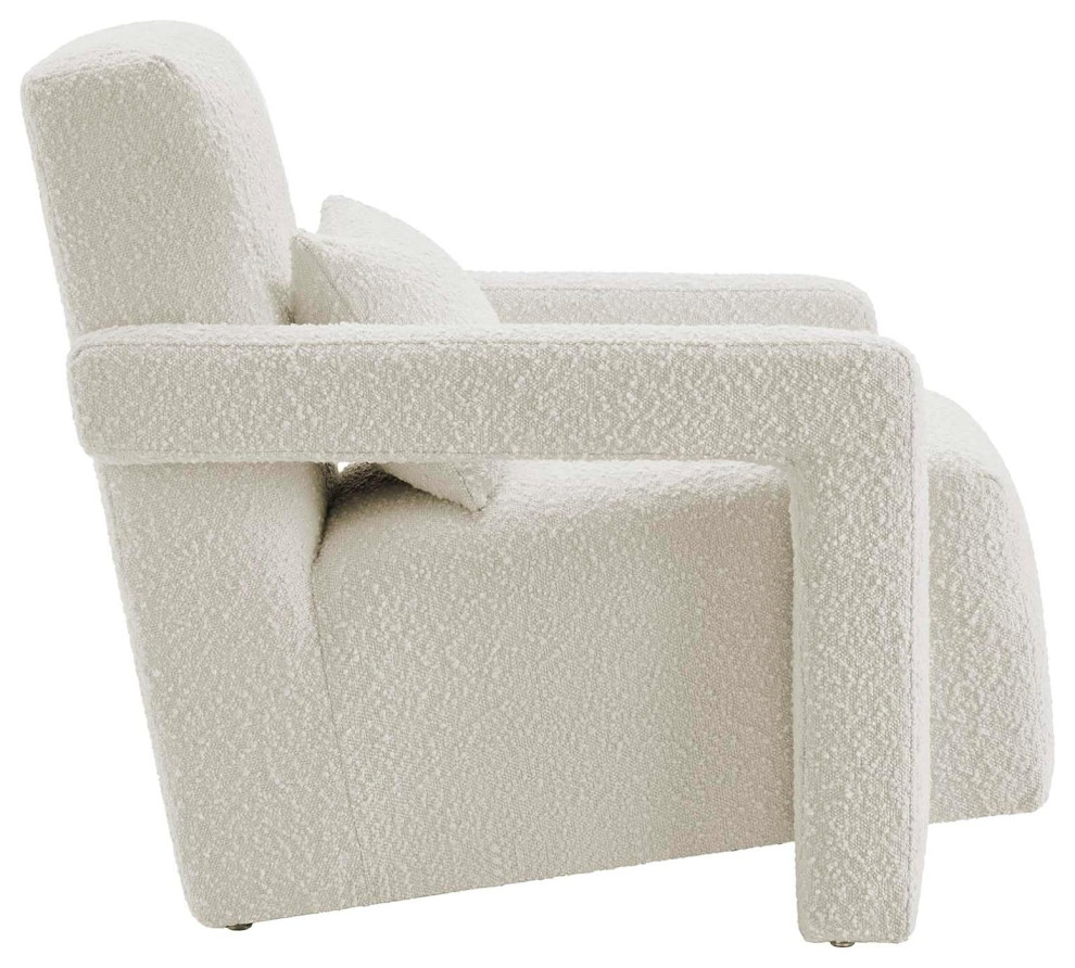 Contemporary Accent Chair  Boucle Seat With Square Angular Armrests   Contemporary   Armchairs And Accent Chairs   by Decor Love  Houzz