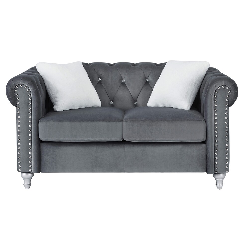 Raisa Microsuede Velvet Tufted Loveseat