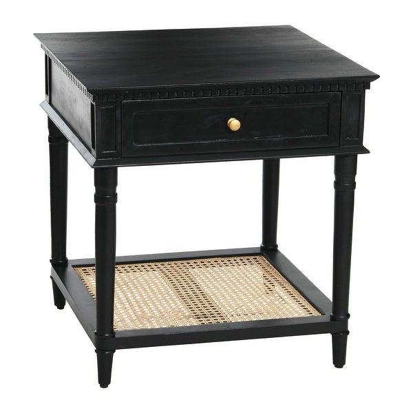 Maxwelton Acacia Wood and Cane Bed Side Table