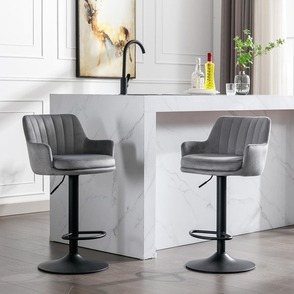 2Pcs Adjustable Barstools with Back and Footrest， Kitchen Counter Height Bar Chairs