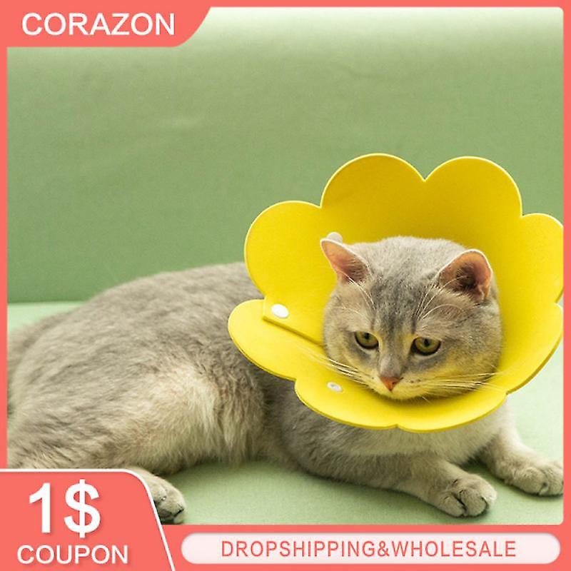 Sunflower Shaped Cat Elizabeth Collar Anti Bite Wound Healing Protective Cone Protect Neck