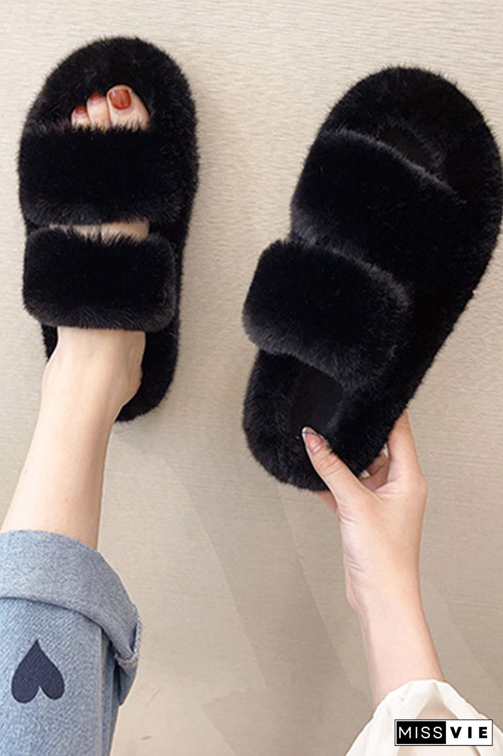 Winter Flat Warm Fluffy Slippers