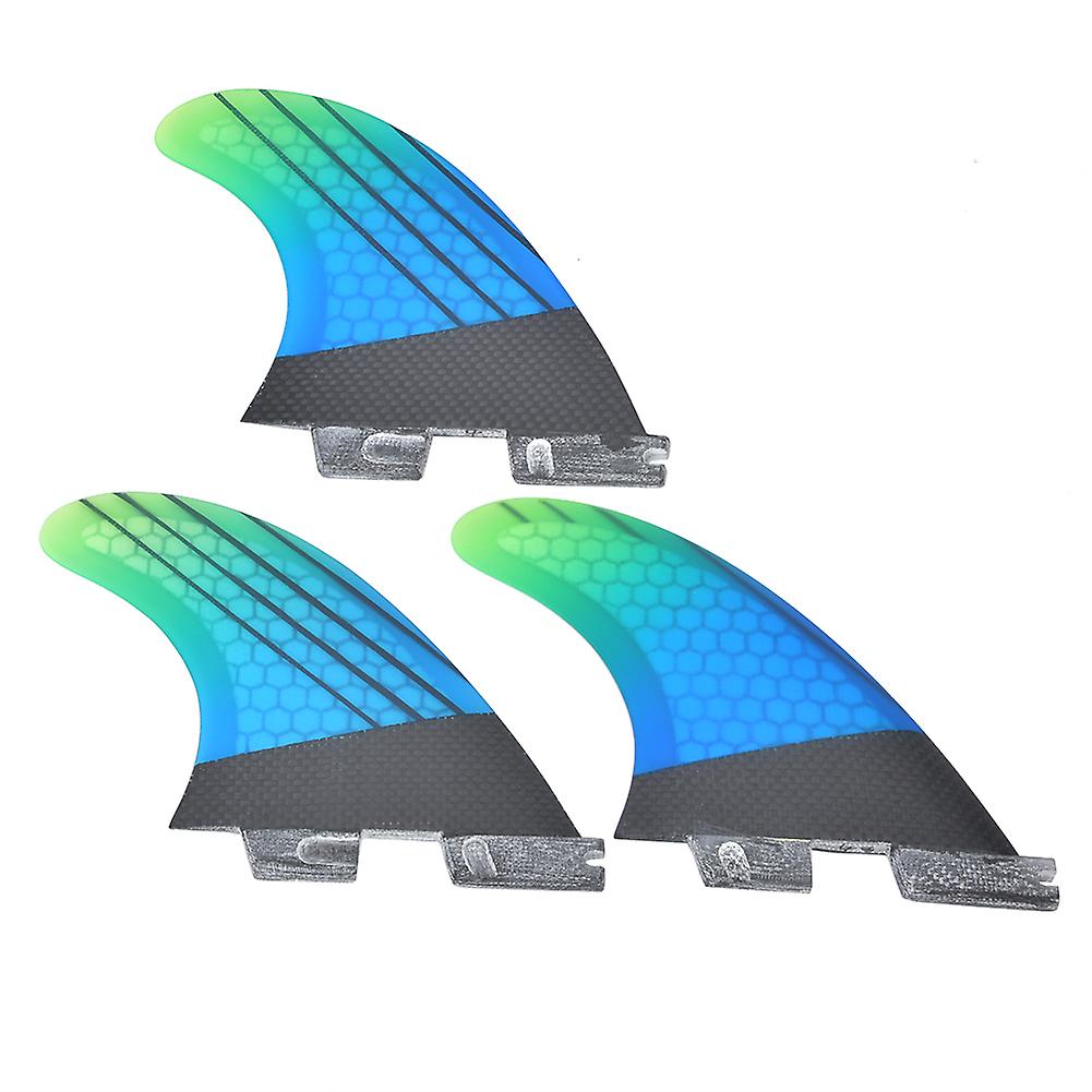 Fiberglass Fcs2 Stylish Blue Green Gradient Surfboard Tail Fin Flexible Surfing Accessory