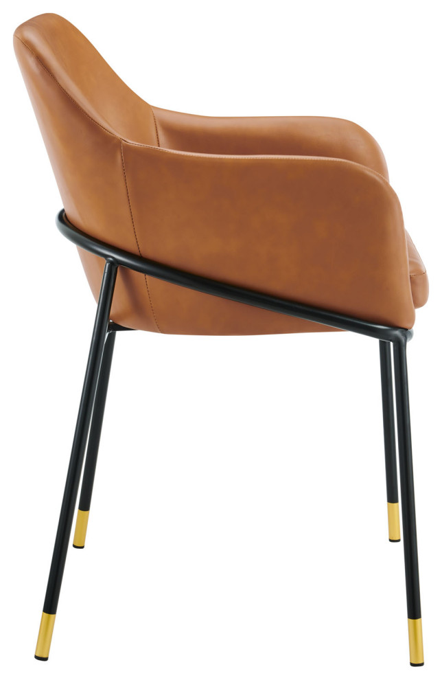 Jovi Vegan Leather Dining Chair Black Tan   Midcentury   Dining Chairs   by Homesquare  Houzz