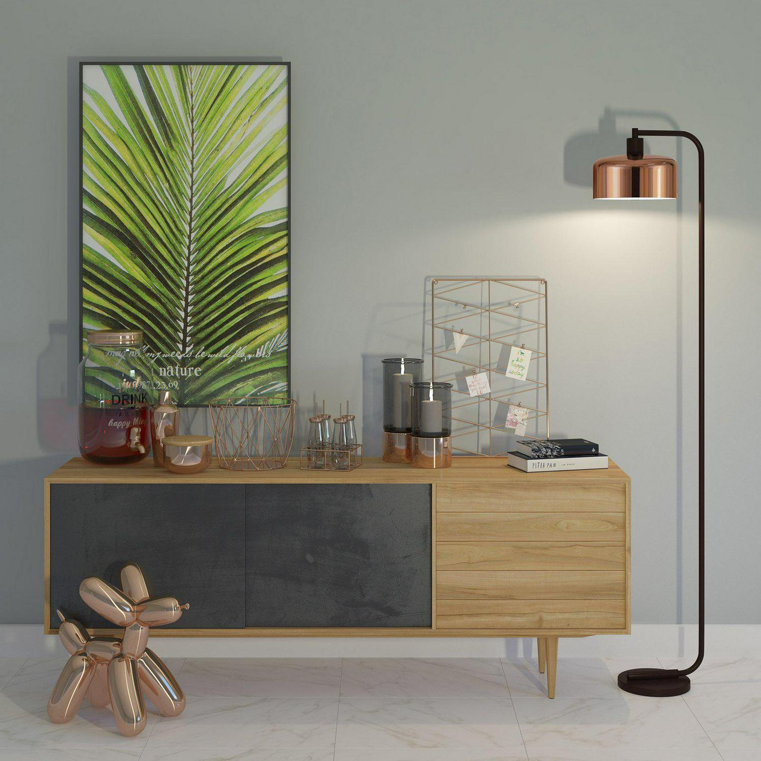 HennHart Bell Lamp， One Size， Copper Copper Floor Lamps