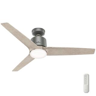 Hunter Moxie 52 in. LED Indoor Matte Silver Ceiling Fan with Light and Remote 51219