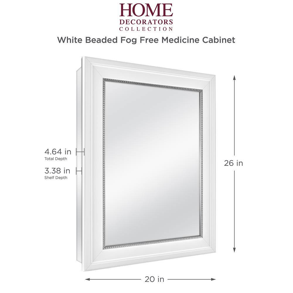 Home Decorators Collection 20 in. x 26 in. Fog Free Recessed or Surface Mount Medicine Cabinet in White with Mirror 83017