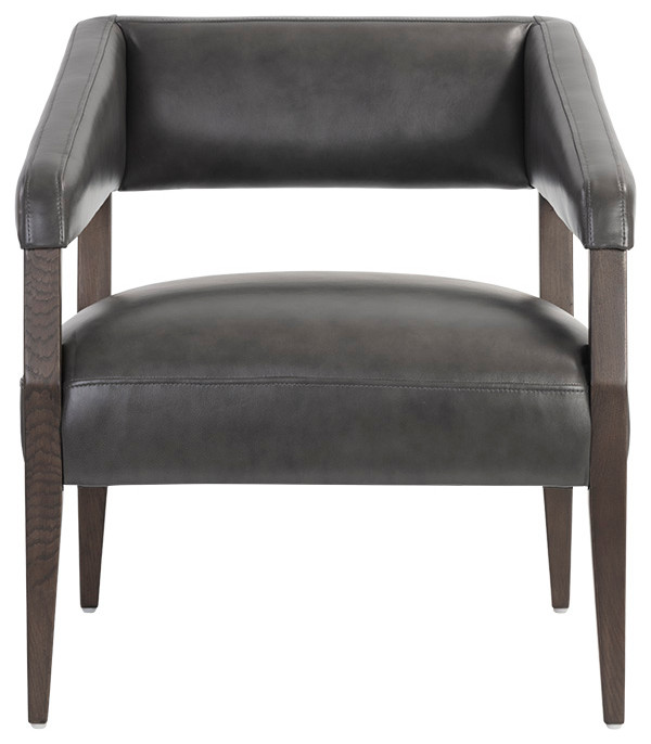 Blaine Lounge Chair   Brentwood Charcoal Leather   Midcentury   Armchairs And Accent Chairs   by Virgil Stanis Design  Houzz