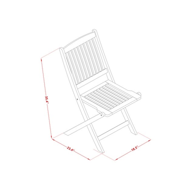 East West Furniture Folding Table Set Contains a Round Outdoor Wood Coffee Table and 2 Folding Side Chairs，Natural Oil