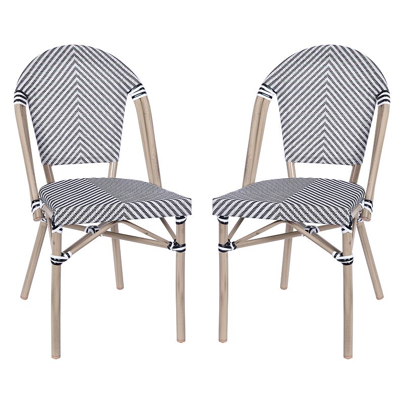 Emma And Oliver Massalia Indoor/outdoor Stacking French Bistro Style Chairs With Textilene Seat